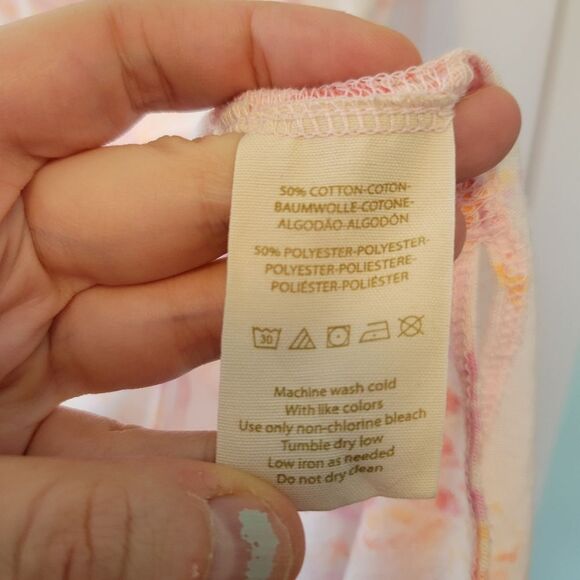 Free People Tourist Printed T-Shirt Blush Pink Orange Size Large Boho - Picture 7 of 7